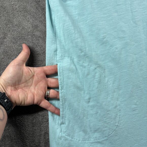 J Jill Dress Ruffle Hem Pockets Breathable Lightweight Cotton Aqua Medium C162 - Picture 3 of 10